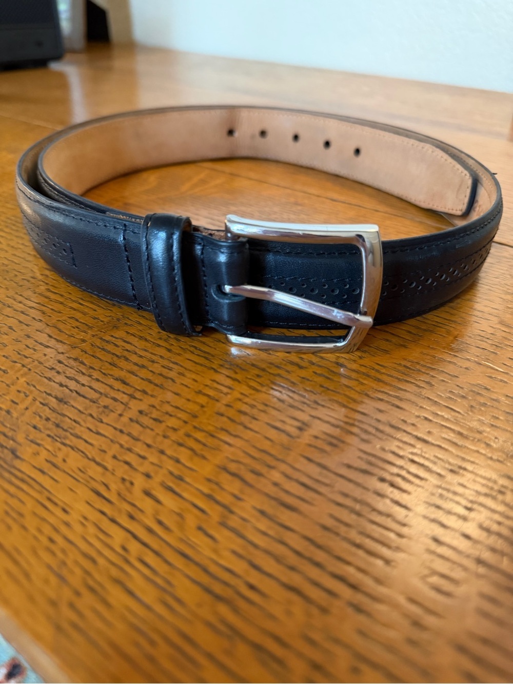 Allen Edmonds State Street European Calfskin Black Leather Dress Belt Men's 42